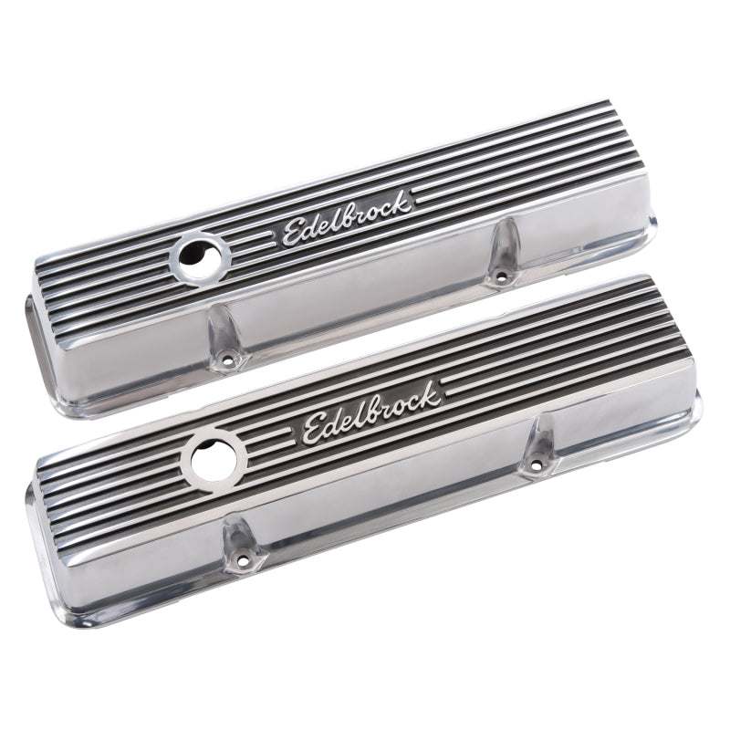 Edelbrock Valve Cover Elite II Series Chevrolet 1959-1986 262-400 CI V8 Low Polished Edelbrock Valve Covers