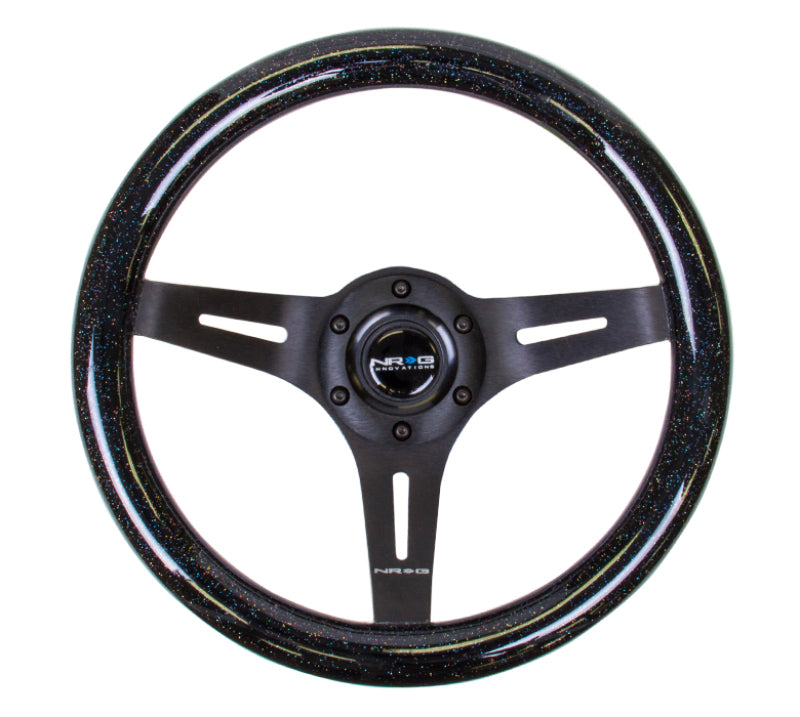 NRG Classic Wood Grain Steering Wheel (310mm) Black Sparkle w/Blk 3-Spoke Center NRG Steering Wheels
