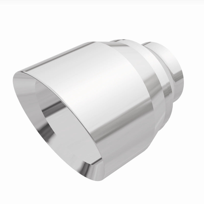 MagnaFlow Tip Stainless Double Wall Round Single Outlet Polished 4.5in DIA 2.5in Inlet 5.75in Length