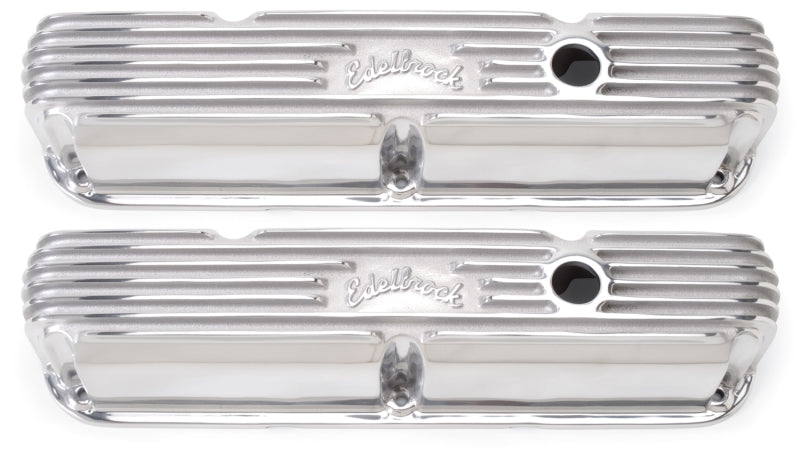Edelbrock Valve Cover Classic Series Chrysler La 318-340-360 CI V8 Polshed Edelbrock Valve Covers