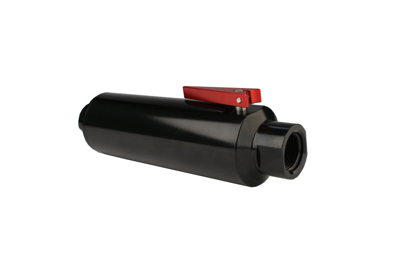 Aeromotive In-Line AN-12 Filter w/Shutoff Valve 100 Micron SS Element - Black Anodize Finish Aeromotive Fuel Filters