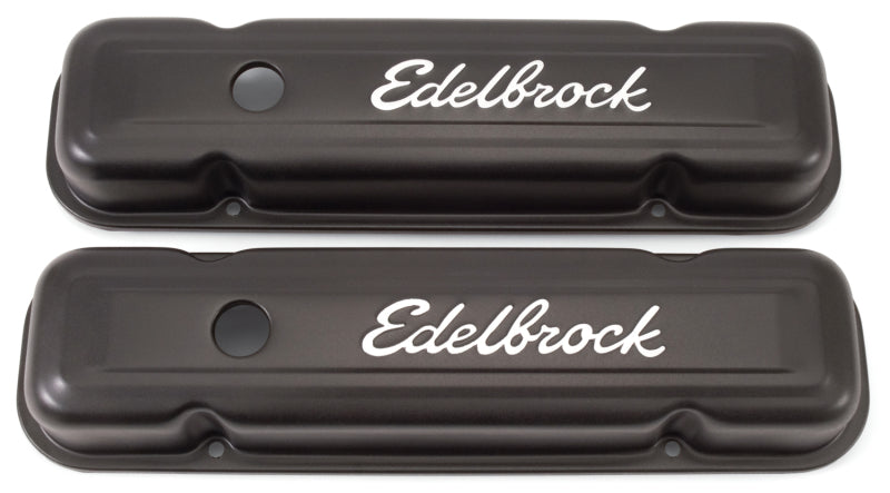 Edelbrock Valve Cover Signature Series Pontiac 1962-1979 301-455 CI V8 Low Black Edelbrock Valve Covers