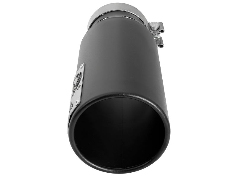 aFe SATURN 4S 4in SS Intercooled Exhaust Tip - Black 4in In x 5in Out x 12in L Bolt-On aFe Tips