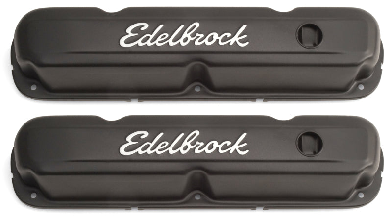Edelbrock Valve Cover Signature Series Chrysler 1965-1991 318-340-360 CI V8 Black Edelbrock Valve Covers