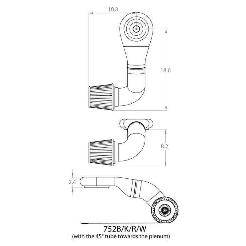 Spectre Plenum Kit Low w/Driver Side 45/90 Degree Tube Spectre Intake Manifold Plenum