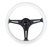 NRG Classic Wood Grain Steering Wheel (350mm) Glow-N-The-Dark Green Grip w/Black 3-Spoke Center NRG Steering Wheels