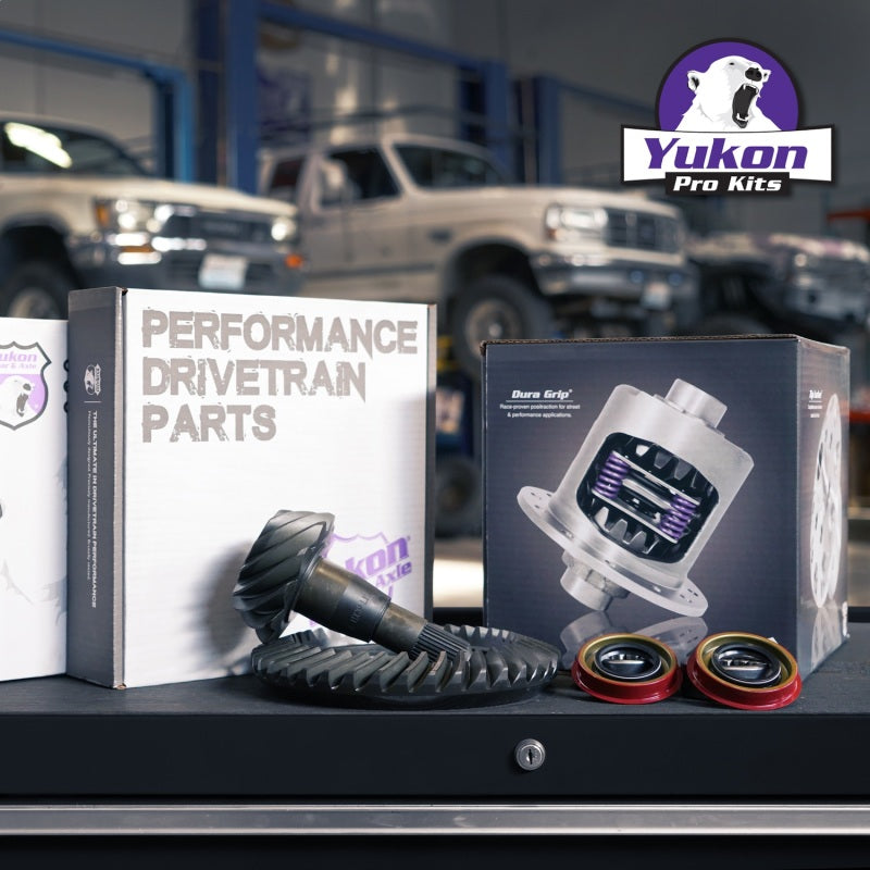 Yukon 9.75in Ford 3.73 Rear Ring & Pinion Install Kit 34 Spline Positraction 2.99in Axle Bearing Yukon Gear & Axle Differential Install Kits