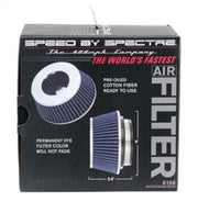 Spectre Adjustable Conical Air Filter 2-1/2in. Tall (Fits 3in. / 3-1/2in. / 4in. Tubes) - Blue Spectre Air Filters - Universal Fit