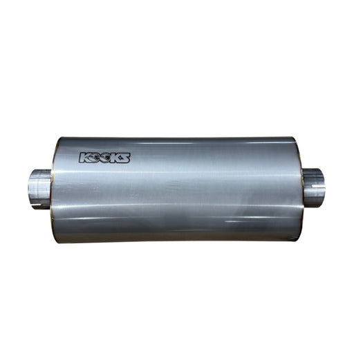 Kooks 3in Oval Clamp In Center/Center Muffler 18in Long Body Polished Stainless Steel Kooks Headers Muffler