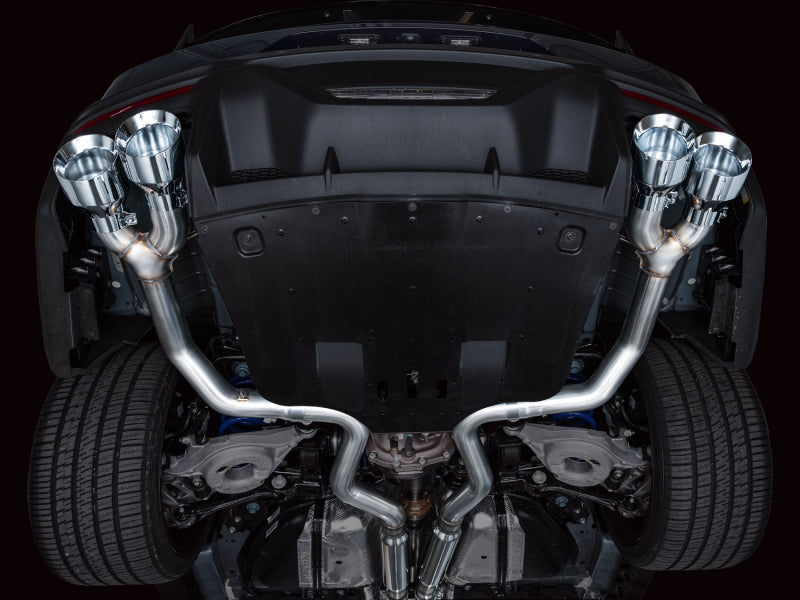 AWE 2024 Ford Mustang Dark Horse S650 RWD Track Edition Cat-Back Exhaust w/ Quad Chrome Silver Tips AWE Tuning Catback