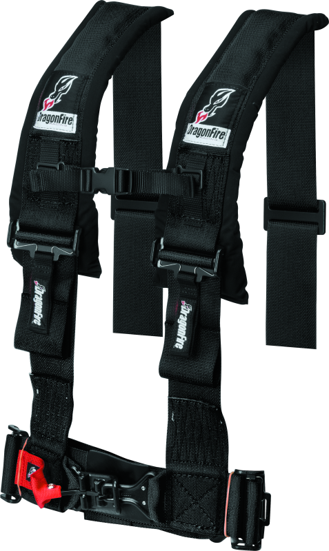 DragonFire Racing Harness- H-Style- 4-Point- 3in Buckle- Black DragonFire Racing Seat Belts & Harnesses