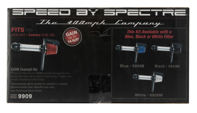 Spectre 10-11 Chevy Camaro V6-3.6L F/I Air Intake Kit - Clear Anodized w/Red Filter Spectre Cold Air Intakes
