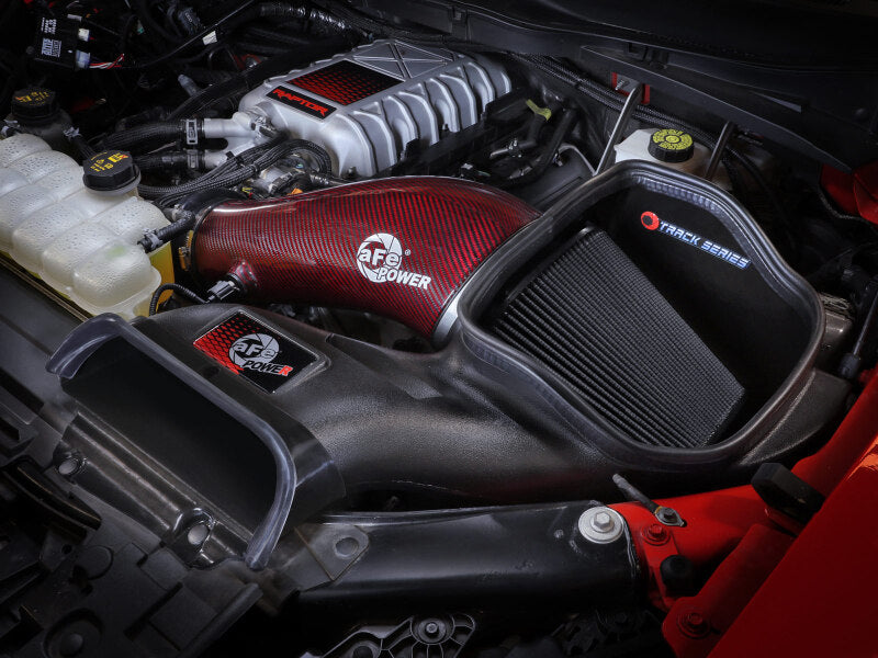 aFe 23-24 Ford F150 Raptor R Supercharged Red Carbon Track Series Air Intake w/ P5R Filter (MOQ 24) aFe Cold Air Intakes