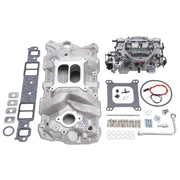 Edelbrock Manifold And Carb Kit Performer RPM Small Block Chevrolet 1957-1986 Natural Finish Edelbrock Intake Manifolds