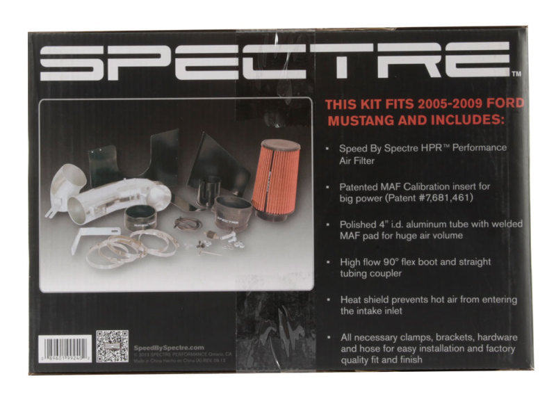 Spectre 05-09 Ford Mustang GT V8-4.6L F/I Air Intake Kit - Polished w/Red Filter Spectre Cold Air Intakes