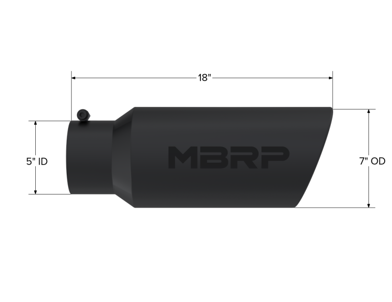 MBRP Universal Tip 7in O.D. Rolled End 5in inlet 18in length Black MBRP Tips