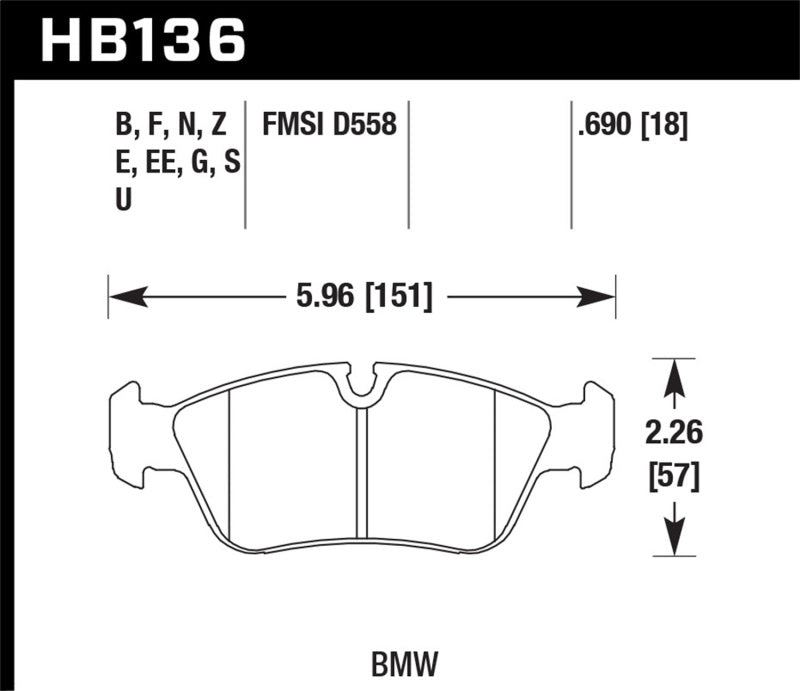 Hawk 92-98 BMW 318i 1.8L Sedan Front ER-1 Brake Pads Hawk Performance Brake Pads - Racing