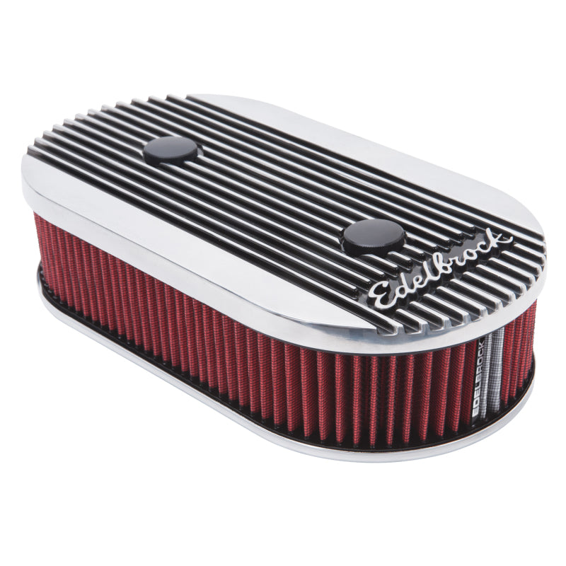 Edelbrock Air Cleaner Elite II Oval Dual-Quad Carbs 2 5In Red Element Polished Edelbrock Air Filters - Universal Fit