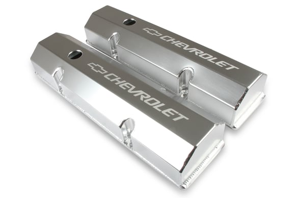 Holley GM Licensed Valve Cover - Track Series - SBC - Fabricated Aluminum - Perimeter Bolt - Silver 241-287 HOLLEY Autoparts