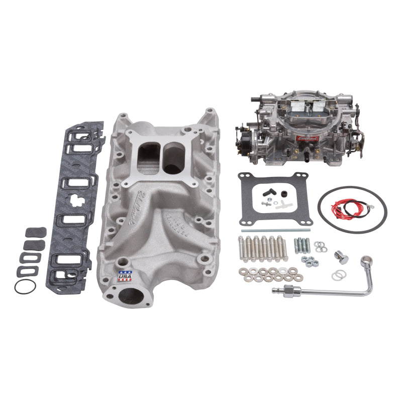 Edelbrock Manifold And Carb Kit Performer RPM Small Block Ford 289-302 Natural Finish Edelbrock Intake Manifolds