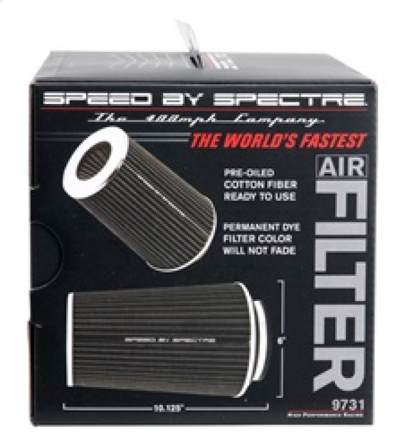 Spectre Adjustable Conical Air Filter 9-1/2in. Tall (Fits 3in. / 3-1/2in. / 4in. Tubes) - Black Spectre Air Filters - Universal Fit