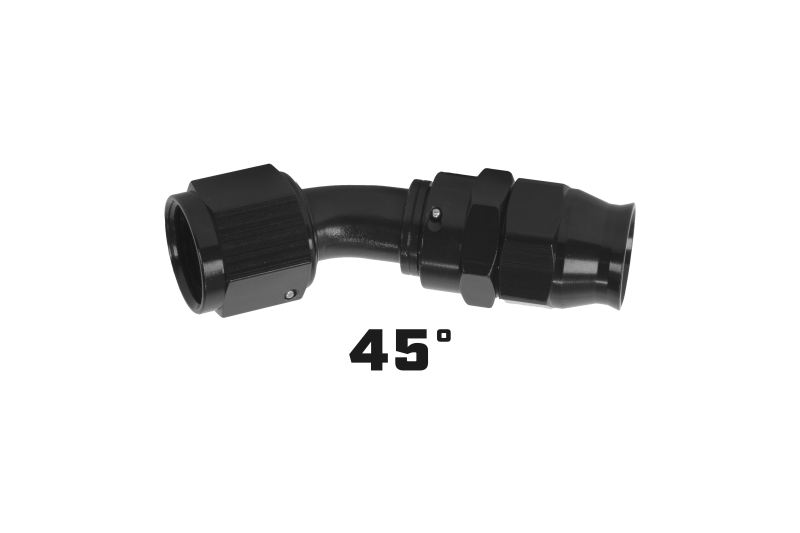 Aeromotive PTFE Hose End - AN-08 - 45 Deg - Black Anodized Aeromotive Fittings