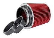 Spectre Adjustable Conical Air Filter 5-1/2in. Tall (Fits 3in. / 3-1/2in. / 4in. Tubes) - Red Spectre Air Filters - Universal Fit