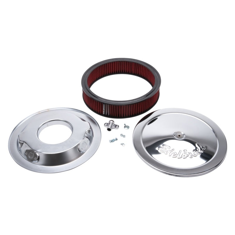 Edelbrock Air Cleaner Pro-Flo Series Round 14 In Diameter Cloth Element Chrome Edelbrock Air Filters - Universal Fit
