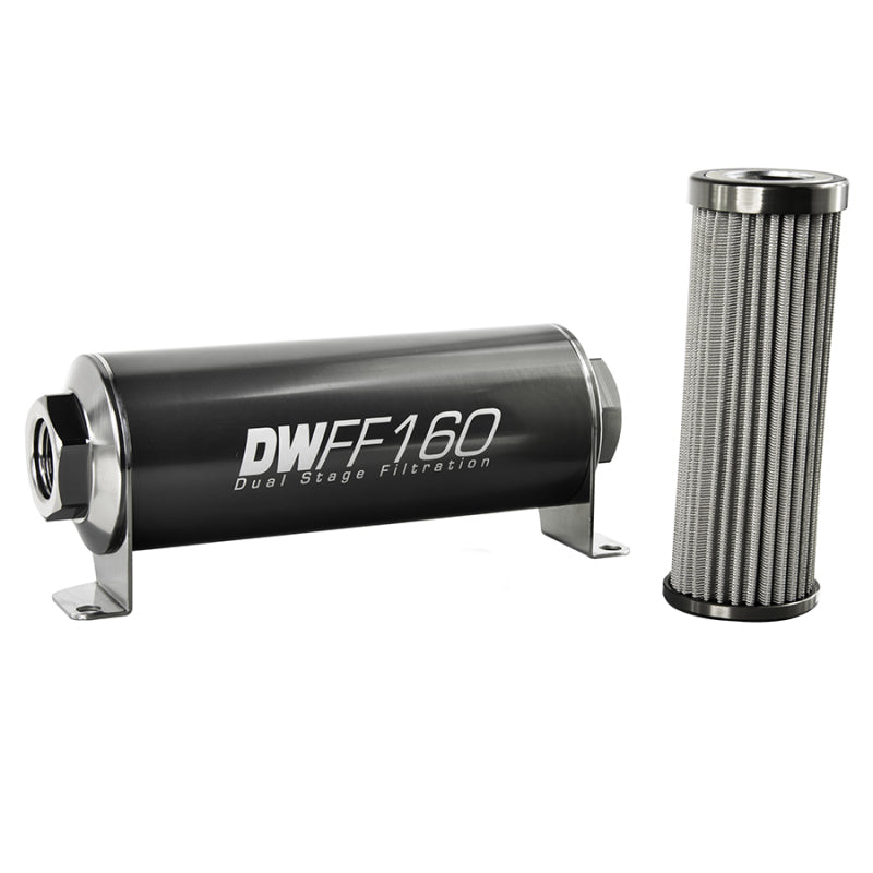 DeatschWerks Stainless Steel 10AN 100 Micron Universal Inline Fuel Filter Housing Kit (160mm) DeatschWerks Fuel Filters