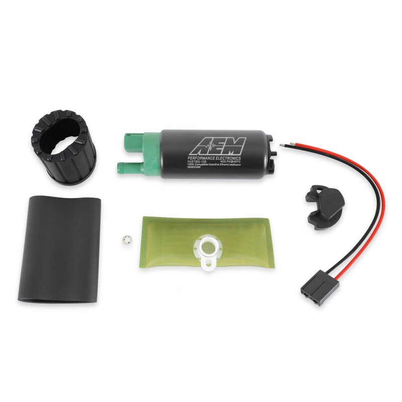 AEM 400 LPH E85 Compatible Fuel Pump Kit - Single Barb - Ethanol Compatible AEM Fuel Pumps
