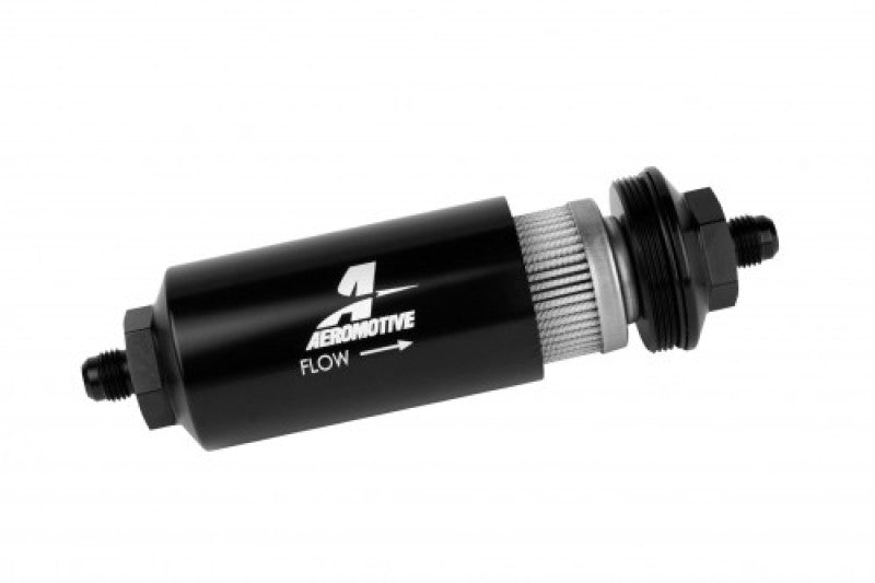 Aeromotive In-Line Filter - (AN-6 Male) 40 Micron Stainless Mesh Element Bright Dip Black Finish Aeromotive Fuel Filters