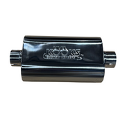 Kooks 2.5in Oval Clamp In Muffler 12in Long Body Polished Stainless Steel Kooks Headers Muffler