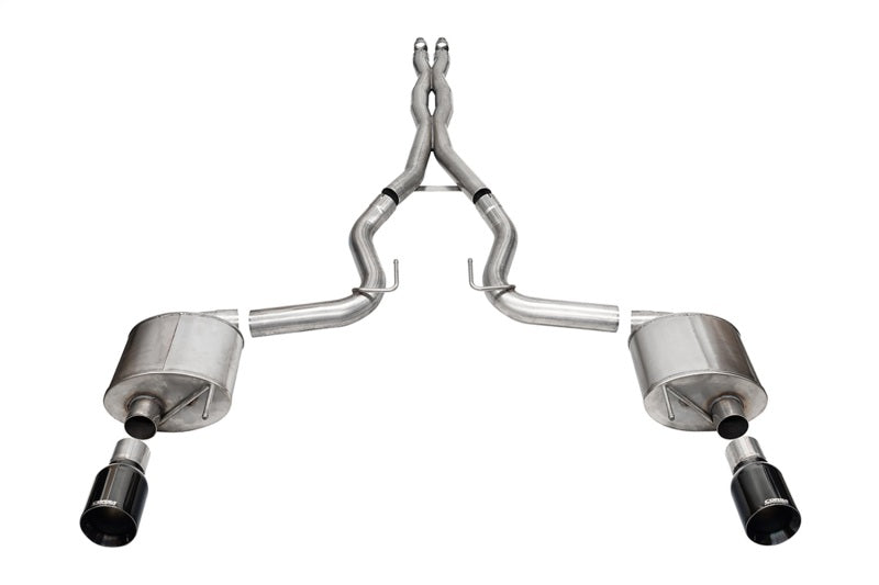 Corsa 24+ Frd Mustang GT- Sport Cat-Back Ex.Sys 3.0in Dual Rear Exit w/4.5in Blk PVD StraightCut Tip CORSA Performance Catback