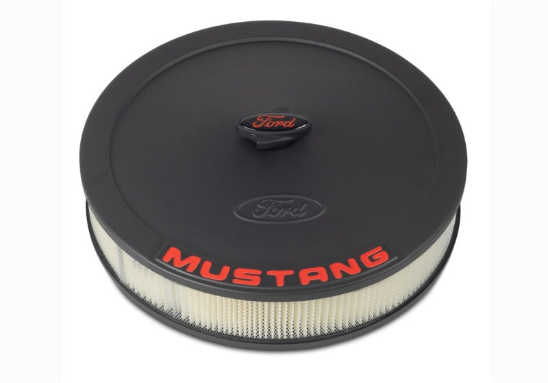 Ford Racing Air Cleaner Kit - Black Crinkle Finish w/ Red Mustang Emblem Ford Racing Air Filters - Universal Fit