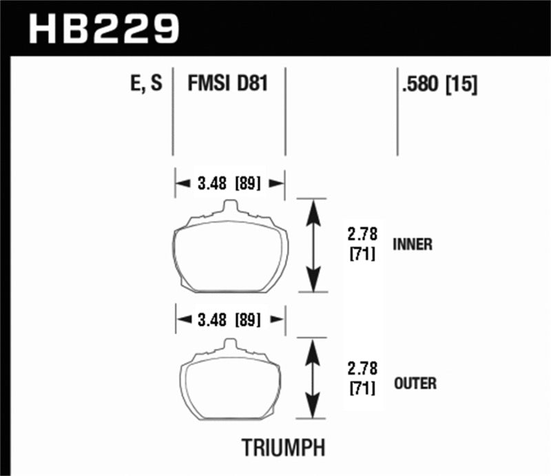 Hawk 70-73 Triumph Stag Front ER-1 Brake Pads Hawk Performance Brake Pads - Racing