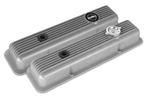 Holley Valve Covers - Muscle Series - Finned - SBC - Natural 241-134 HOLLEY Autoparts