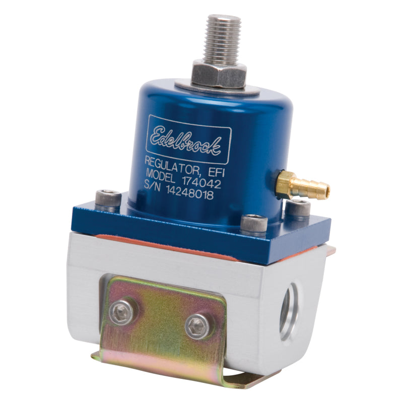 Edelbrock Fuel Pressure Regulator EFI 180 GPH 35-90 PSI -6 In/Out -6 Return Blue/Clear Edelbrock Fuel Pressure Regulators
