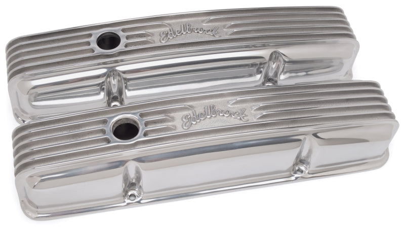 Edelbrock Valve Cover Classic Series Chevrolet 1959-1986 262-400 CI V8 Polshed Edelbrock Valve Covers
