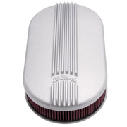 Edelbrock Air Cleaner Classic Series Oval Aluminum 17 5In X 9 35In X 4 45In Dual Carburetor Edelbrock Air Filters - Universal Fit