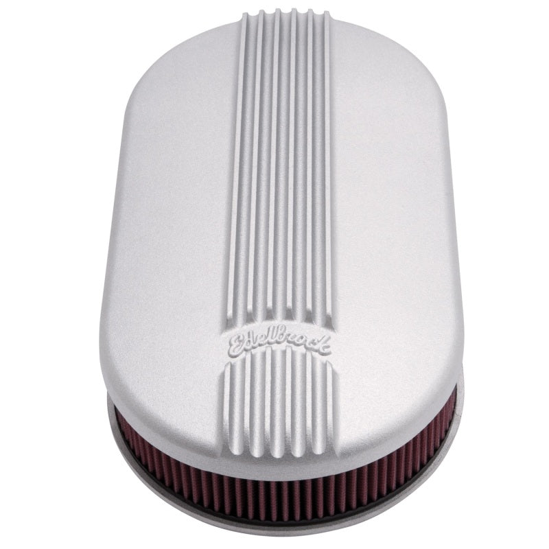 Edelbrock Air Cleaner Classic Series Oval Aluminum 17 5In X 9 35In X 4 45In Dual Carburetor Edelbrock Air Filters - Universal Fit
