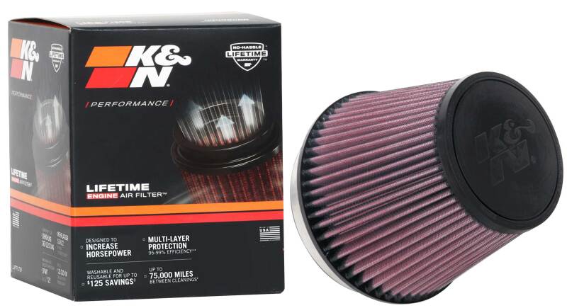 K&N Universal Clamp-On Air Filter 6in FLG / 7-1/2in B / 5in T / 6in H K&N Engineering Air Filters - Universal Fit