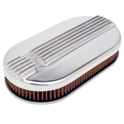 Edelbrock Air Cleaner Classic Series Oval Aluminum Top Cloth Element 17 5In X 9 35In X 3 9In Edelbrock Air Filters - Universal Fit