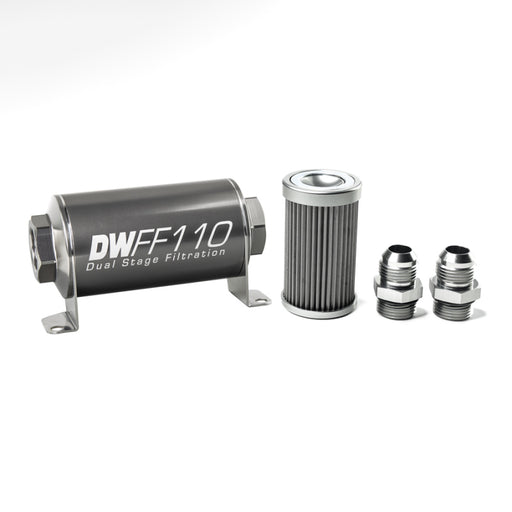 DeatschWerks Stainless Steel 10AN 40 Micron Universal Inline Fuel Filter Housing Kit (110mm) DeatschWerks Fuel Filters