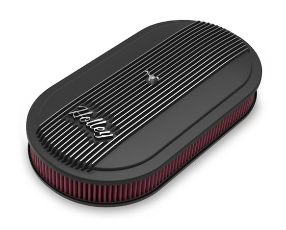 Holley Vintage Series Oval Air Cleaner - Satin Black Machined 120-402 HOLLEY Autoparts