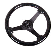 NRG Reinforced Steering Wheel (350mm / 3in Deep) Classic Blk Sparkle Wood Grain w/Blk 3-Spoke Center NRG Steering Wheels