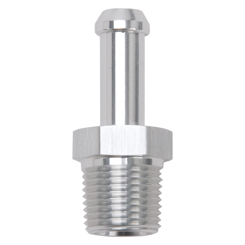 Edelbrock Hose End Straight 3/8In NPT to 3/8In Barb Clear Anodize Edelbrock Fittings