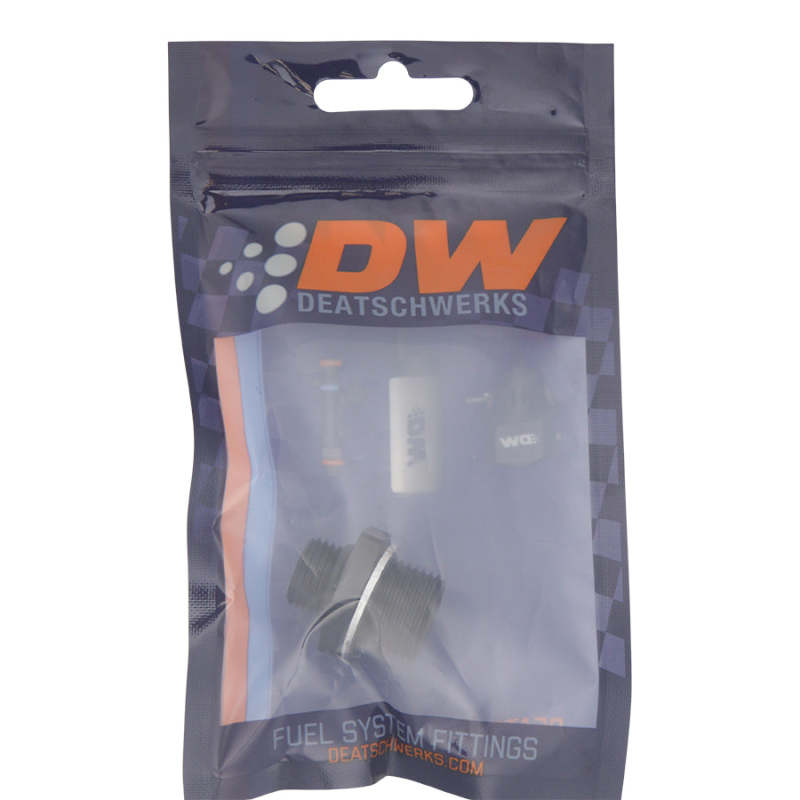 DeatschWerks 6AN ORB Male to M18 X 1.5 Metric Male (Incl O-Ring and Washer) - Anodized Matte Black DeatschWerks Fittings