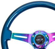NRG Classic Wood Grain Steering Wheel (350mm) Blue Pearl/Flake Paint w/Neochrome 3-Spoke Center NRG Steering Wheels