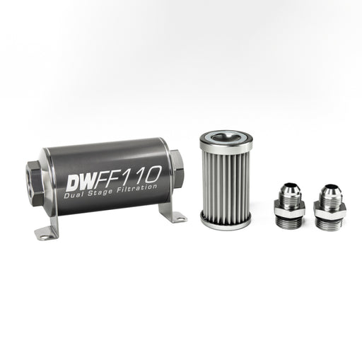 DeatschWerks Stainless Steel 8AN 5 Micron Universal Inline Fuel Filter Housing Kit (110mm) DeatschWerks Fuel Filters