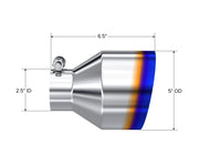 MBRP Univ. T304 Stainless Steel Burnt End Tip 2.5in ID / 5in OD / 6.5in Length Angle Cut Single Wall MBRP Tips